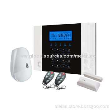 Wireless GSM Alarm System, LCD Display with 40 Zones, Door Sensor, Motion Detector and Siren